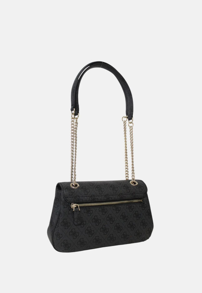Borsa Donna Nera, in ecopelle logata, con patta