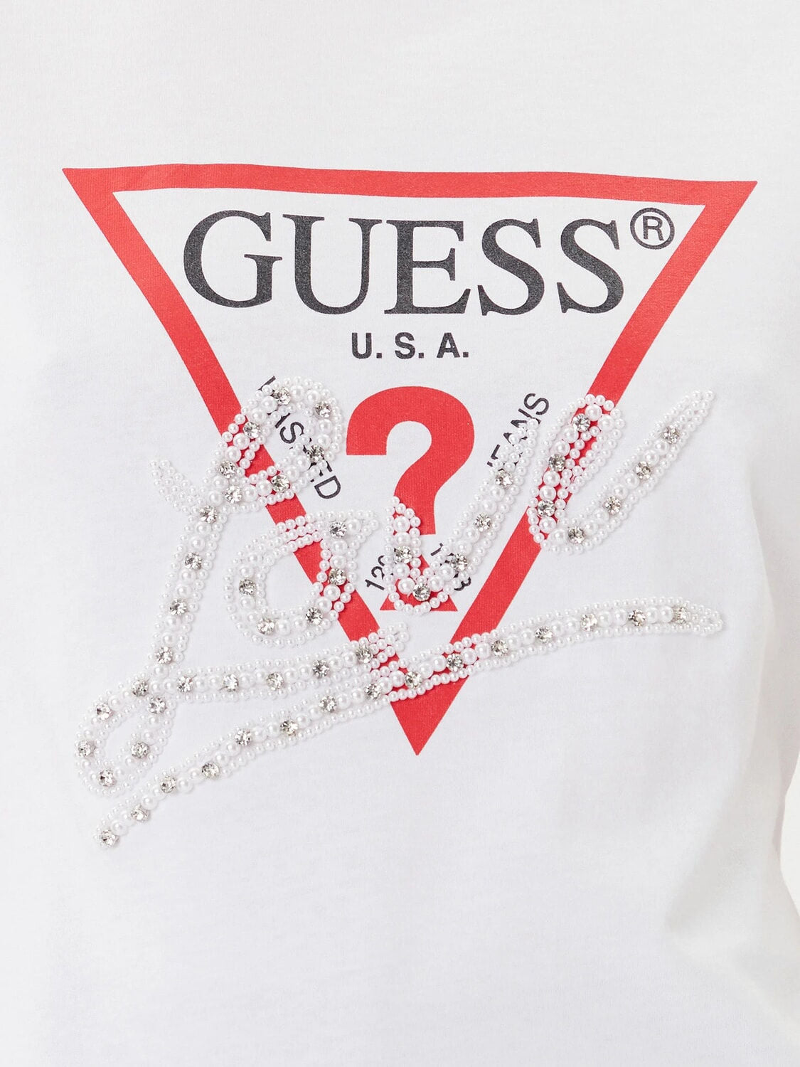 T-shirt Donna bianca Pearls Love a maniche corte