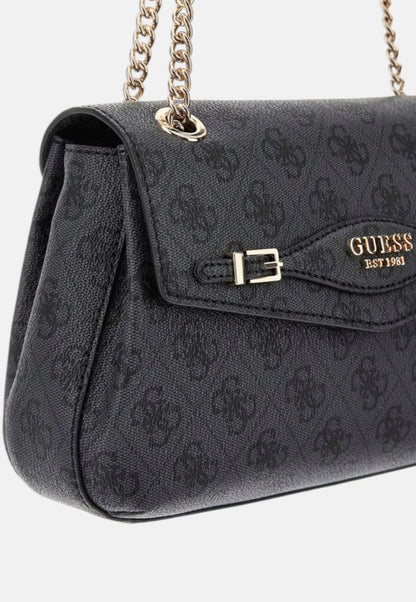 Borsa Donna Nera, in ecopelle logata, con patta