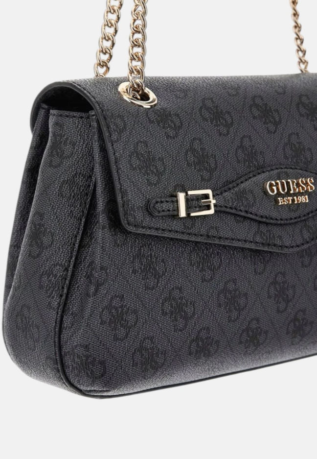 Borsa Donna Nera, in ecopelle logata, con patta