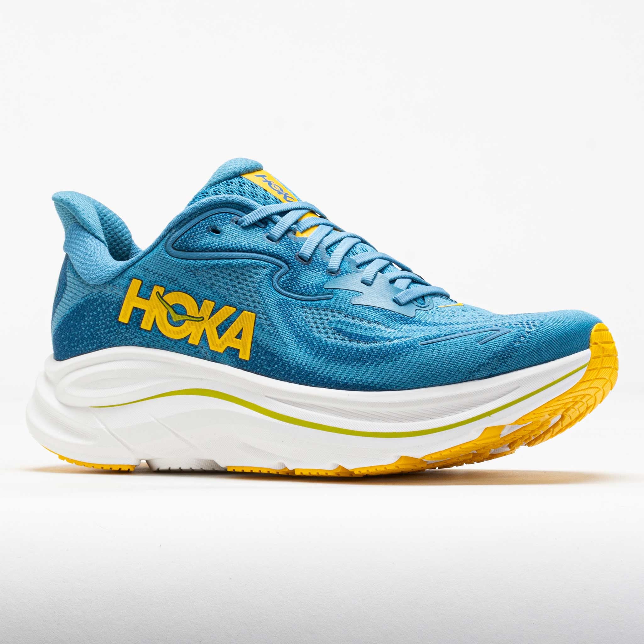 Scarpa Uomo Clifton 10 Celeste da running, con logo laterale