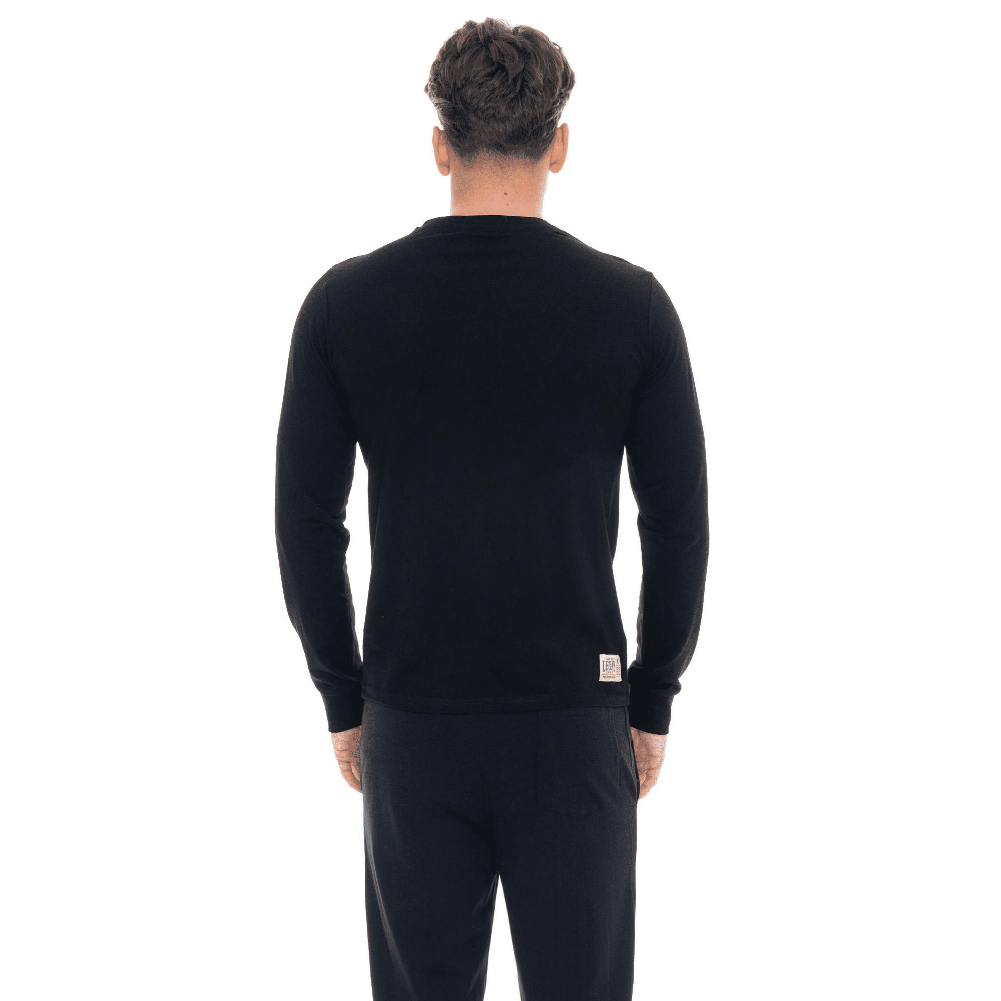 T-shirt da uomo in cotone elasticizzato a manica lunga con logo grande "Basic"