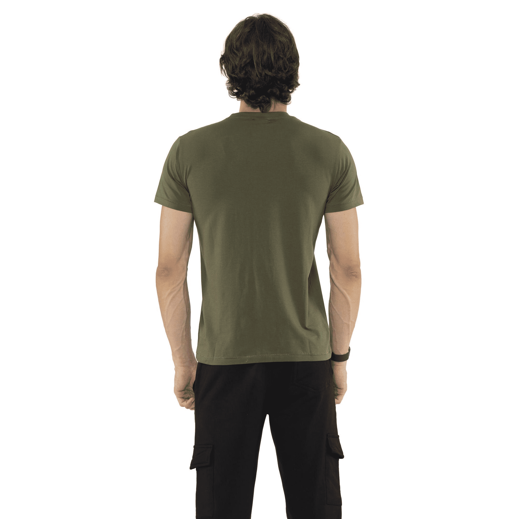 T-shirt da uomo in cotone elasticizzato a manica corta con logo piccolo "Basic"