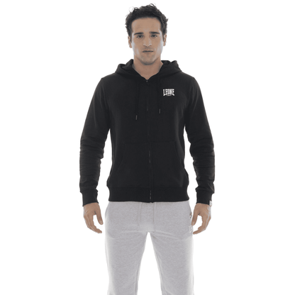 Felpa invernale da uomo con cappuccio e zip con logo piccolo "Basic"