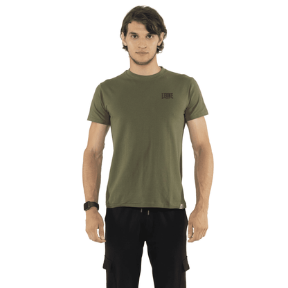 T-shirt da uomo in cotone elasticizzato a manica corta con logo piccolo "Basic"