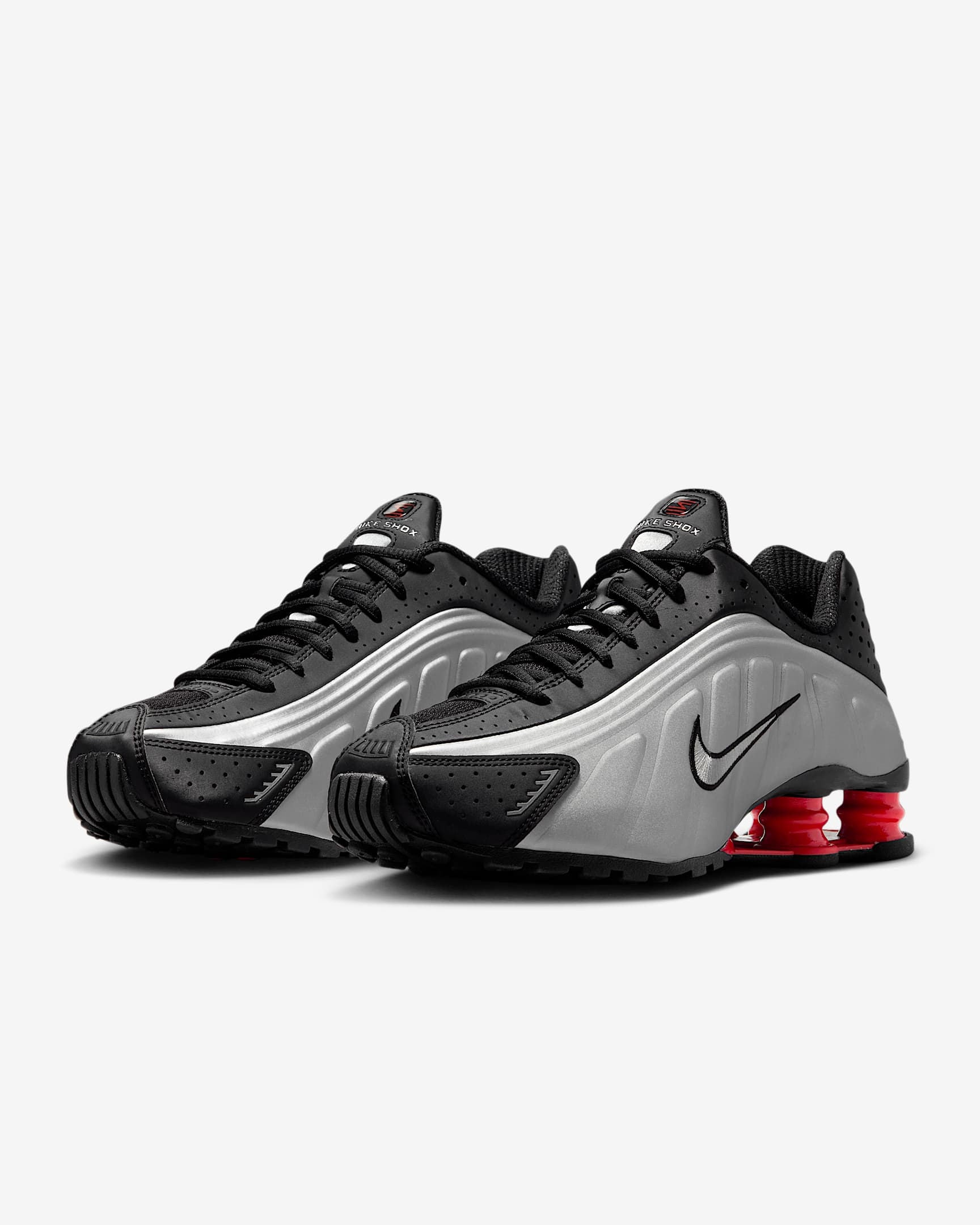 Sneakers Uomo Shox R4 Argento con molle a contrasto e logo laterale 