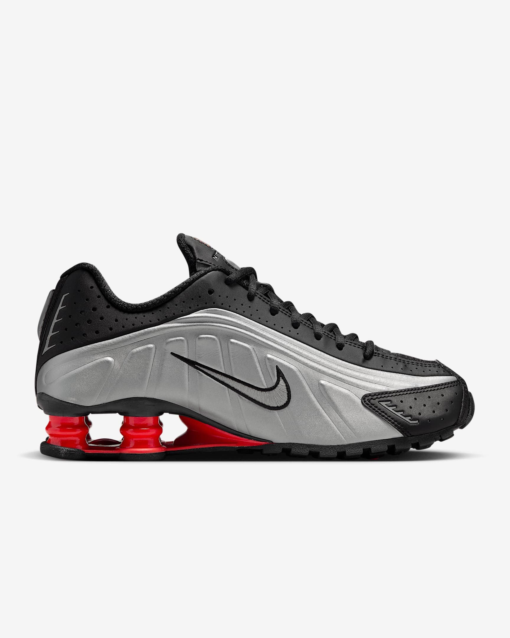 Sneakers Uomo Shox R4 Argento con molle a contrasto e logo laterale 