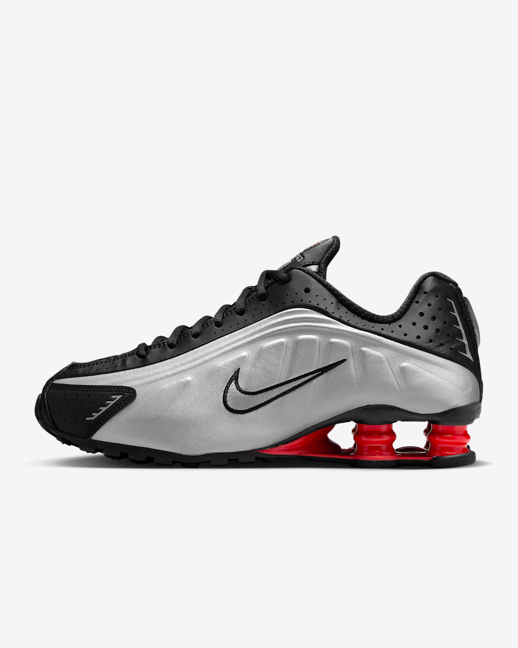 Sneakers Uomo Shox R4 Argento con molle a contrasto e logo laterale 