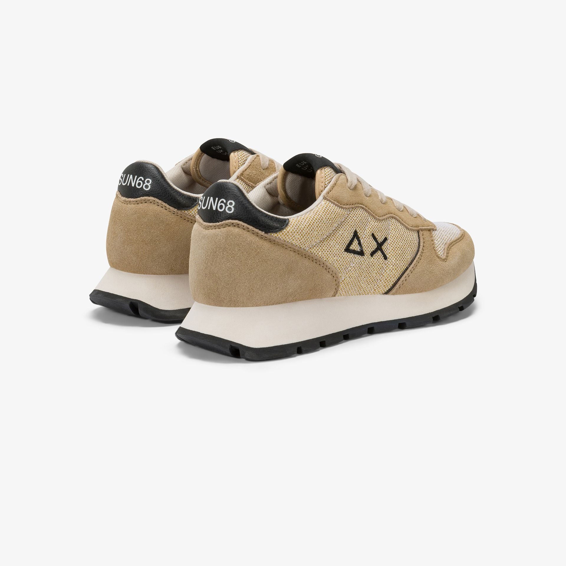 Sneaker Ally Glitter in mesh e suede oro
