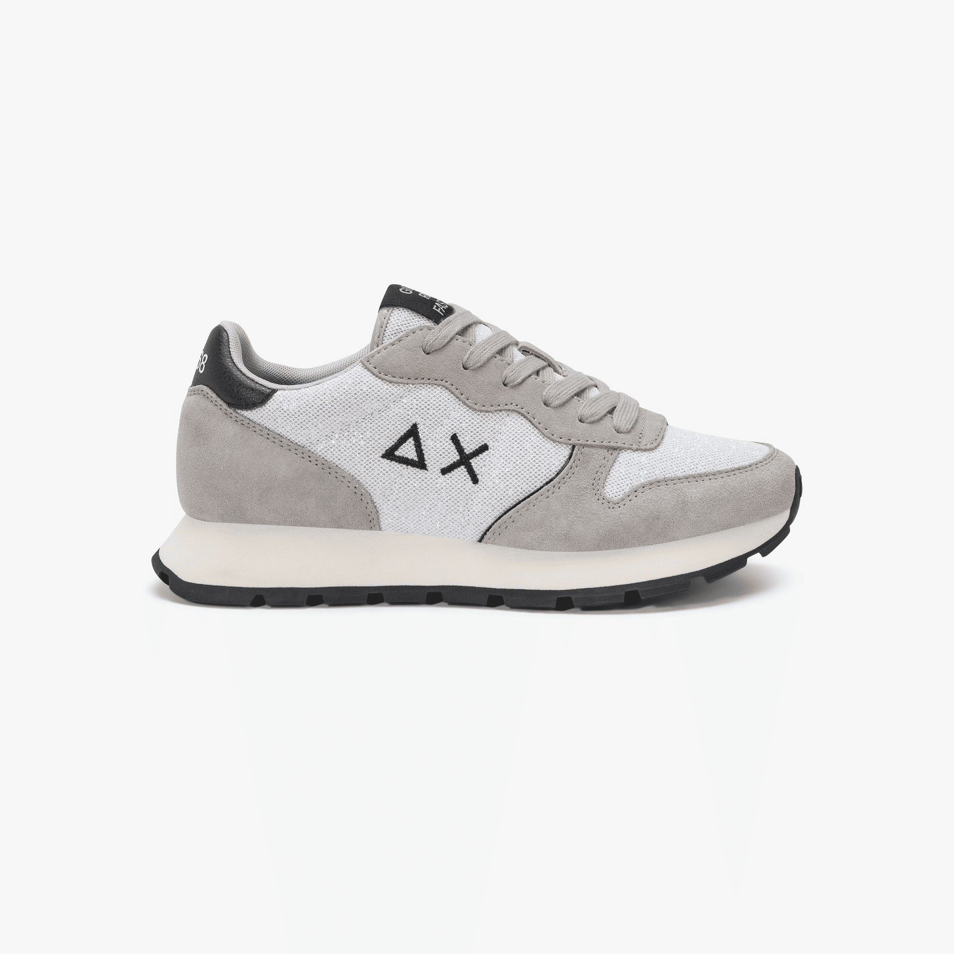 Sneaker Donna Ally Grigio/Bianco, in mesh e suede, con glitter 