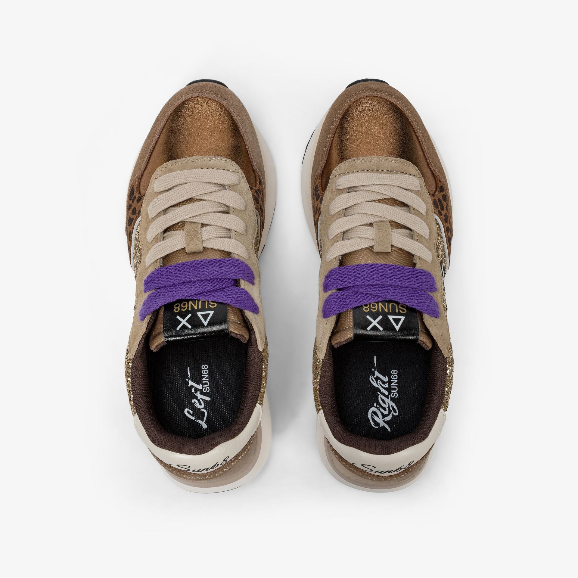Sneaker Donna Big Ally Glitter, con inserto animalier e suola in gomma 