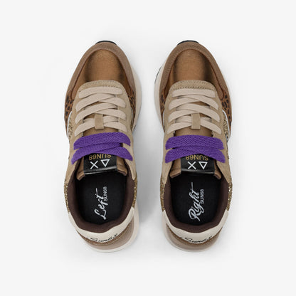 Sneaker Donna Big Ally Glitter, con inserto animalier e suola in gomma 