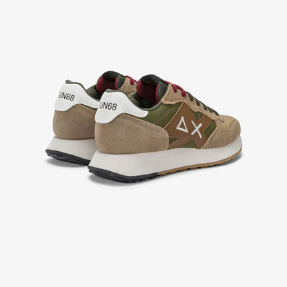 Sneaker Jaki Bicolor in nylon e suede beige scuro