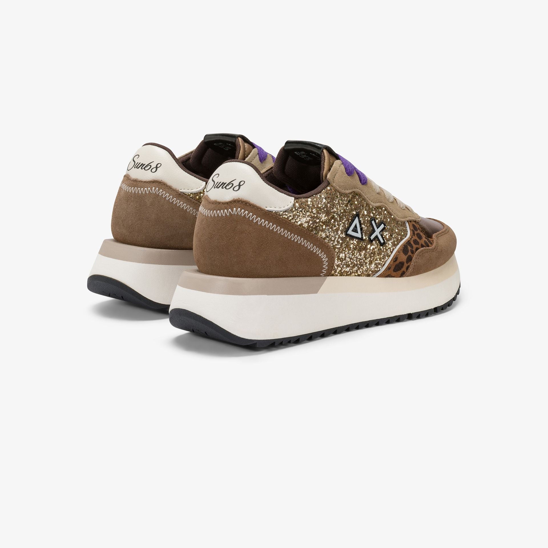 Sneaker Donna Big Ally Glitter, con inserto animalier e suola in gomma 