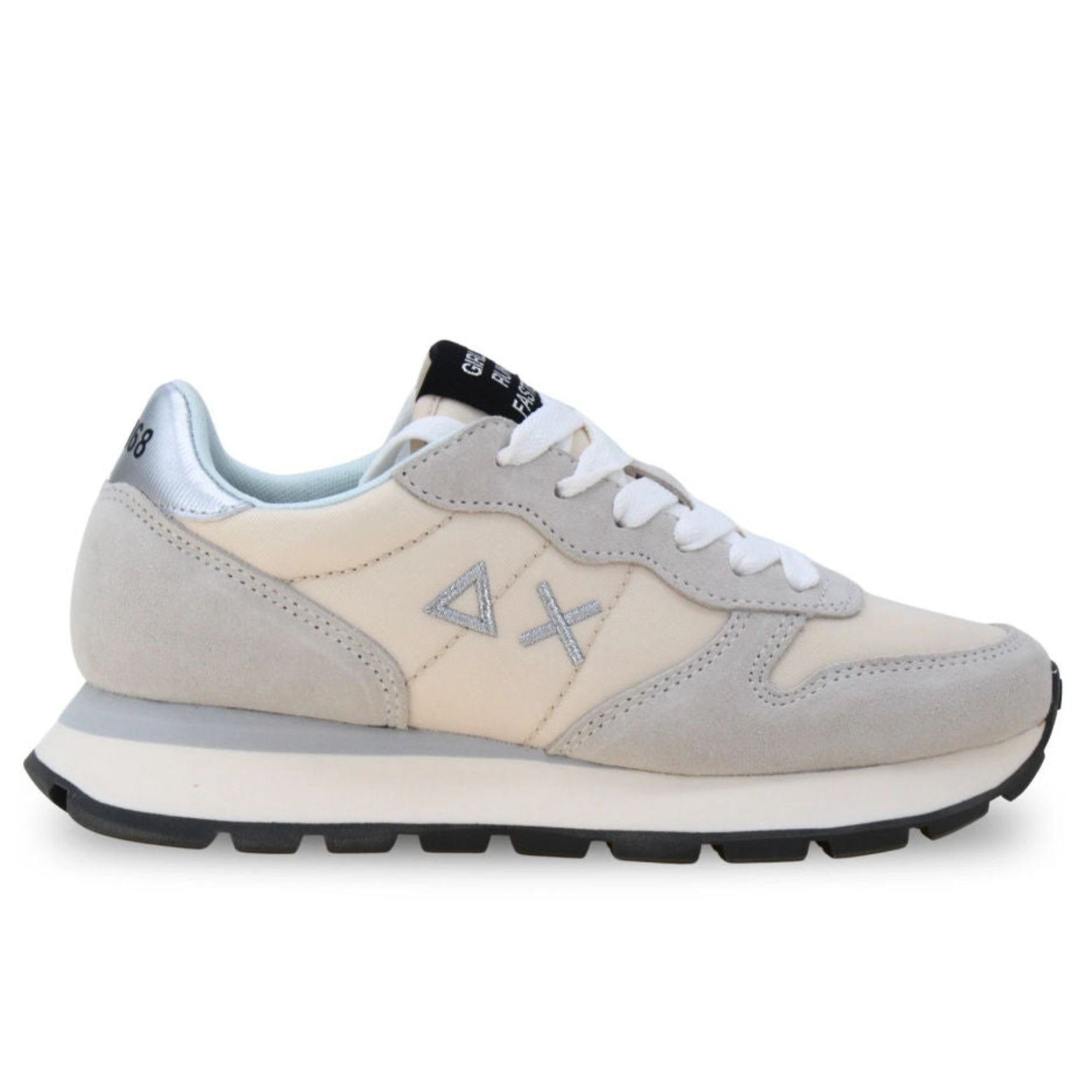 Sneakers Donna, Ally Gold Silver Grigia, con tomaia misto camoscio e logo laterale