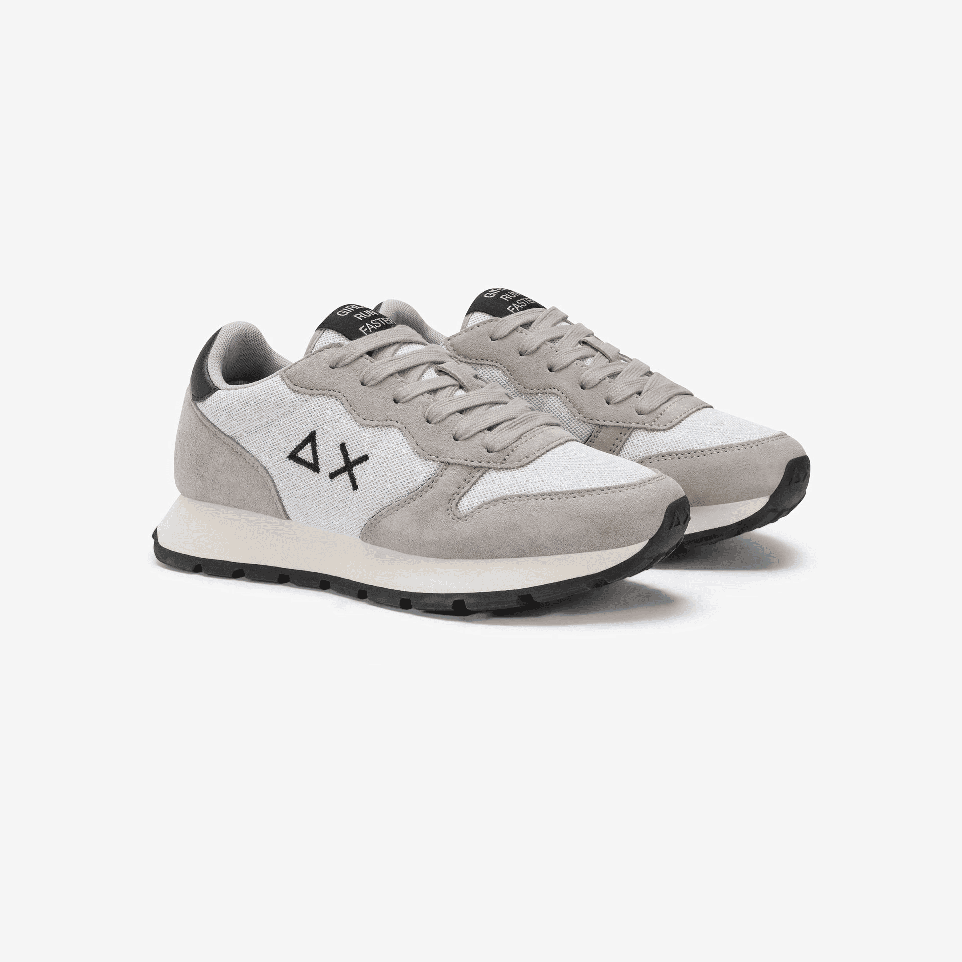 Sneaker Donna Ally Grigio/Bianco, in mesh e suede, con glitter 