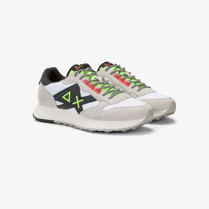 Sneaker Jaki 2.0 Fluo in nylon e suede bianco