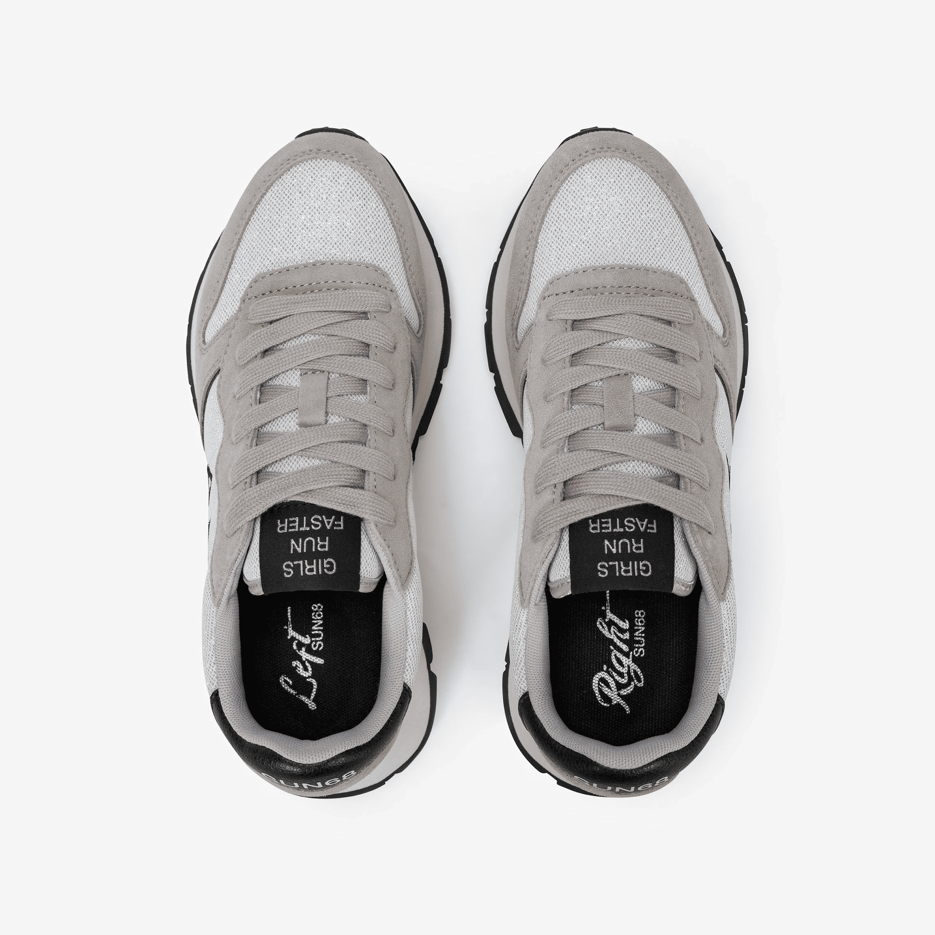 Sneaker Donna Ally Grigio/Bianco, in mesh e suede, con glitter 