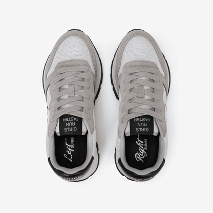 Sneaker Donna Ally Grigio/Bianco, in mesh e suede, con glitter 
