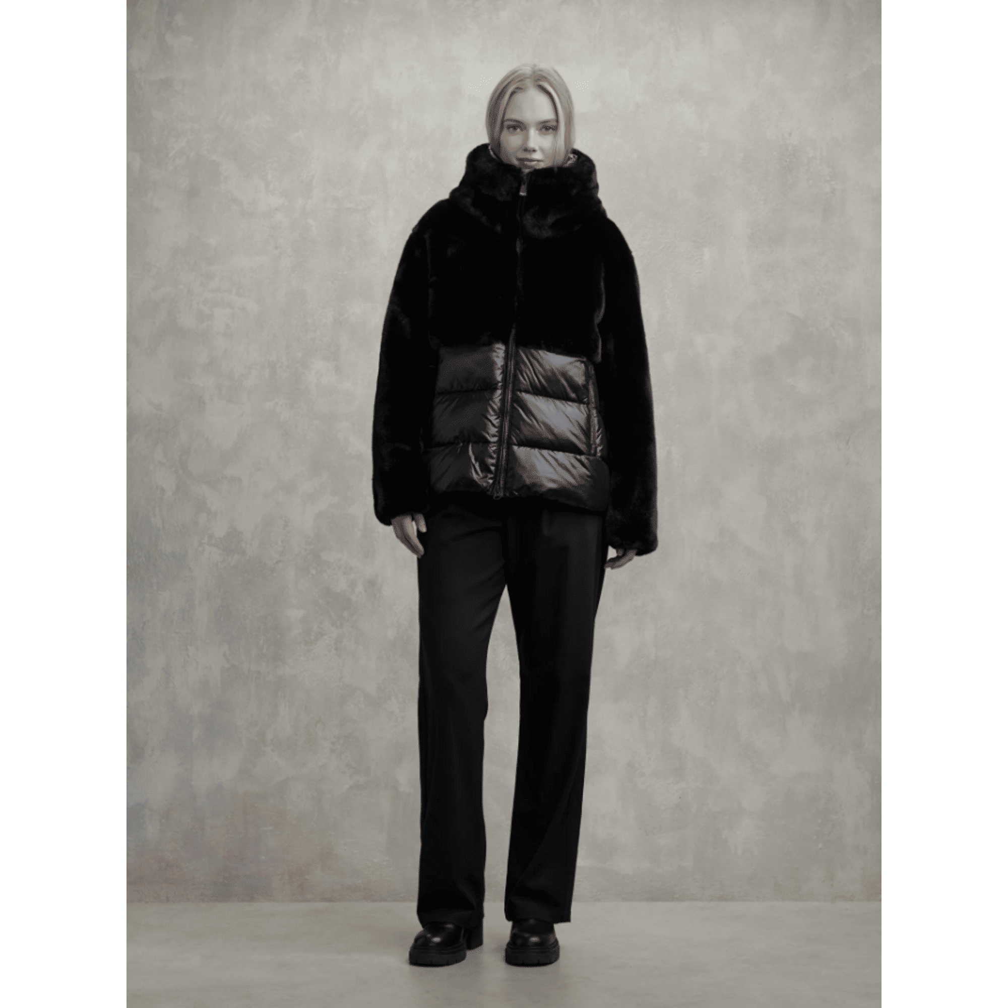 GIUBBETTO NYLON CON PELLICCIA ECO FANEVIL