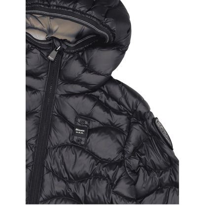 Piumino Blauer nero onde logo strass Lowell da bambina C03385007285999