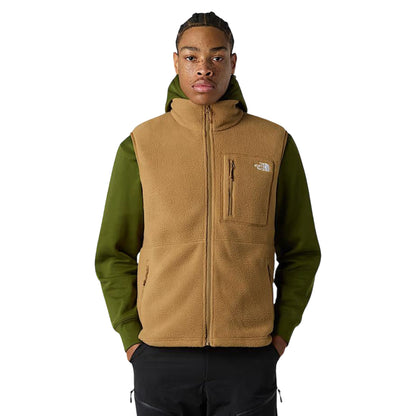 Gilet Uomo Yumiori in pile Marrone modello frontale