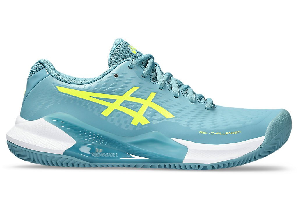 ASICS SCARPA W DONNA GEL CHALLENGER 14 CLAY GRIS BLUE/SAFETY YELLOW