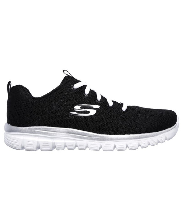 SKECHERS SCARPE RUNNING W DONNA GRACEFUL GET CONNECTED BIANCO-NERE